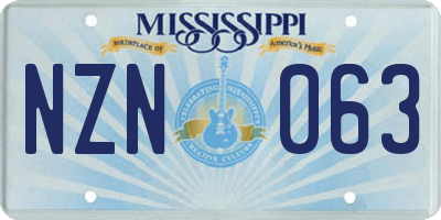 MS license plate NZN063