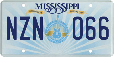 MS license plate NZN066