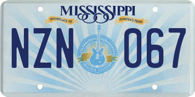MS license plate NZN067