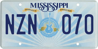 MS license plate NZN070
