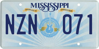 MS license plate NZN071