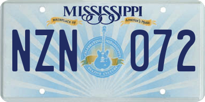 MS license plate NZN072