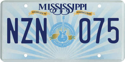 MS license plate NZN075