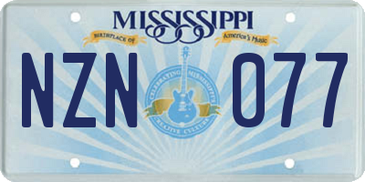MS license plate NZN077