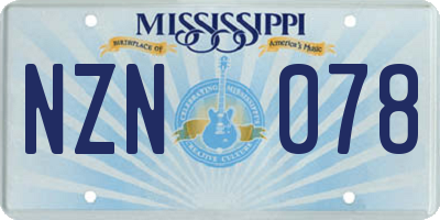 MS license plate NZN078