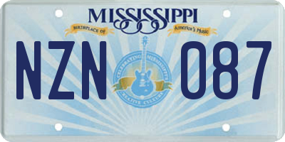 MS license plate NZN087