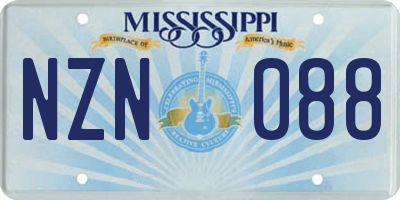 MS license plate NZN088