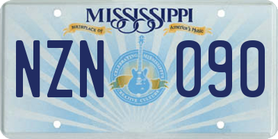 MS license plate NZN090