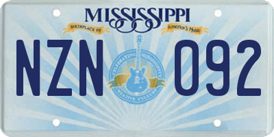 MS license plate NZN092