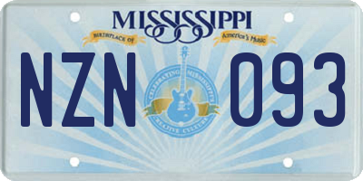 MS license plate NZN093