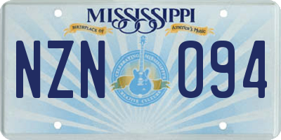 MS license plate NZN094