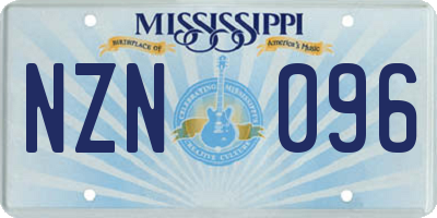 MS license plate NZN096