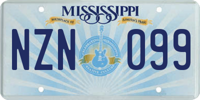 MS license plate NZN099