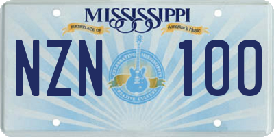 MS license plate NZN100