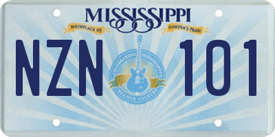 MS license plate NZN101