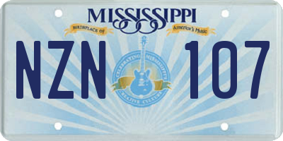 MS license plate NZN107