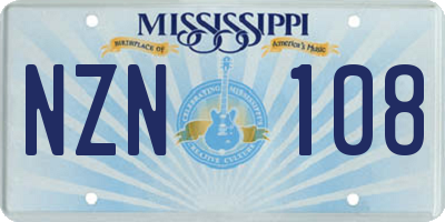 MS license plate NZN108