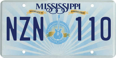 MS license plate NZN110