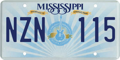 MS license plate NZN115