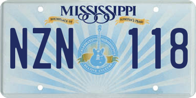 MS license plate NZN118