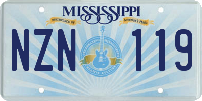 MS license plate NZN119