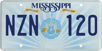 MS license plate NZN120