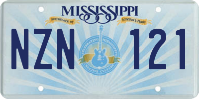 MS license plate NZN121