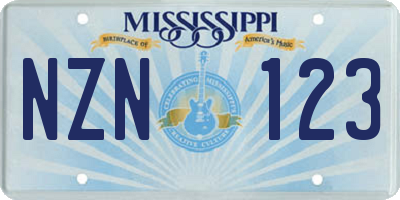 MS license plate NZN123