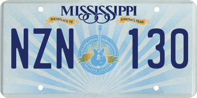 MS license plate NZN130