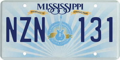 MS license plate NZN131
