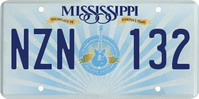 MS license plate NZN132