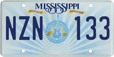 MS license plate NZN133