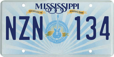 MS license plate NZN134