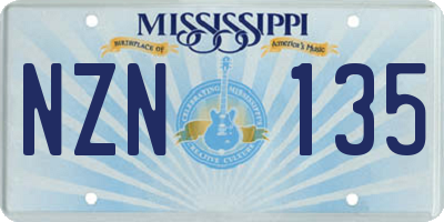 MS license plate NZN135