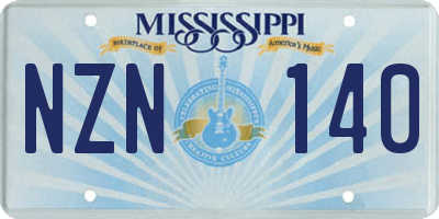 MS license plate NZN140