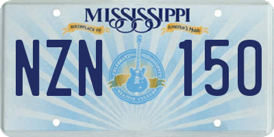 MS license plate NZN150