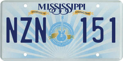 MS license plate NZN151