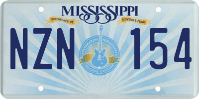 MS license plate NZN154