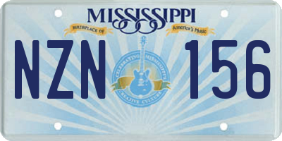 MS license plate NZN156