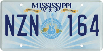 MS license plate NZN164