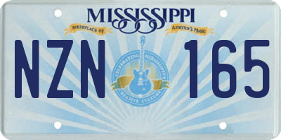 MS license plate NZN165