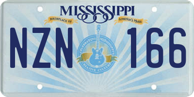 MS license plate NZN166