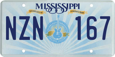 MS license plate NZN167