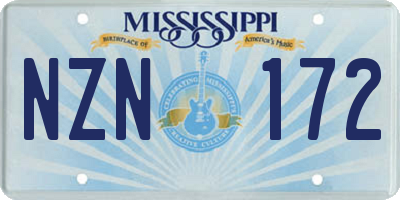MS license plate NZN172