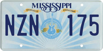 MS license plate NZN175