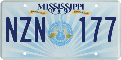 MS license plate NZN177