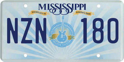 MS license plate NZN180