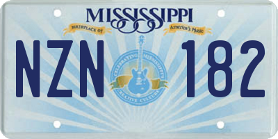 MS license plate NZN182