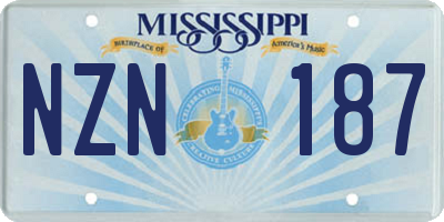 MS license plate NZN187