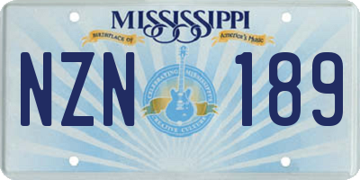 MS license plate NZN189